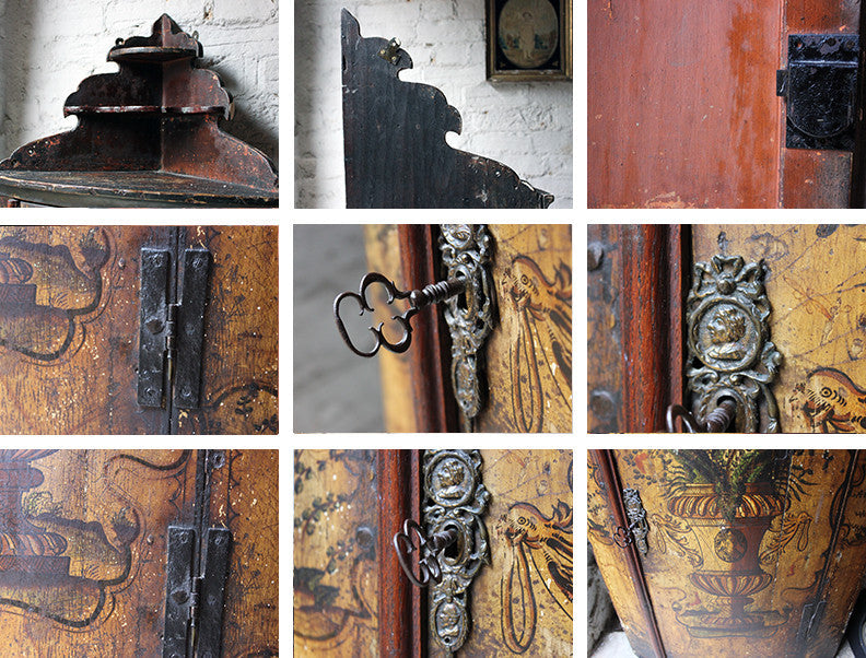 A Decorative Dutch Bow-Fronted Painted Corner Cupboard c.1770