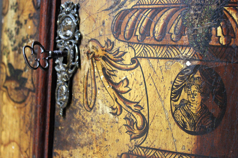 A Decorative Dutch Bow-Fronted Painted Corner Cupboard c.1770