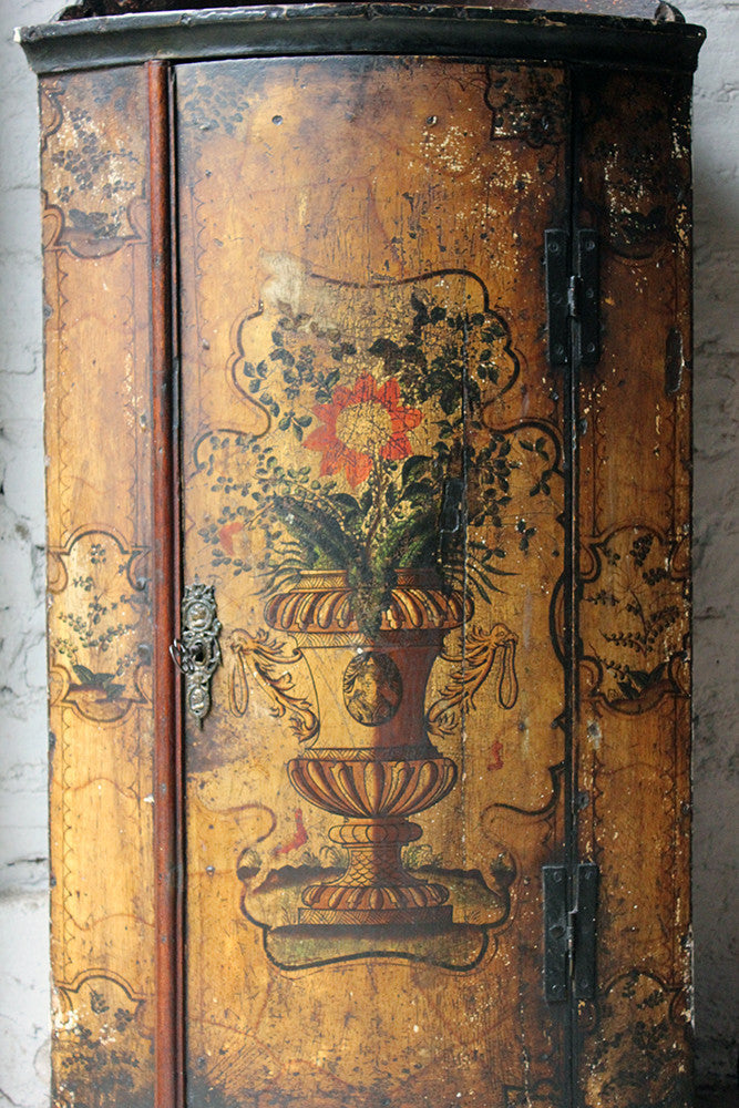 A Decorative Dutch Bow-Fronted Painted Corner Cupboard c.1770