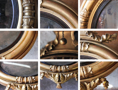 A Good Regency Giltwood & Gesso Girandole Convex Mirror Surmounted by an Eagle c.1815