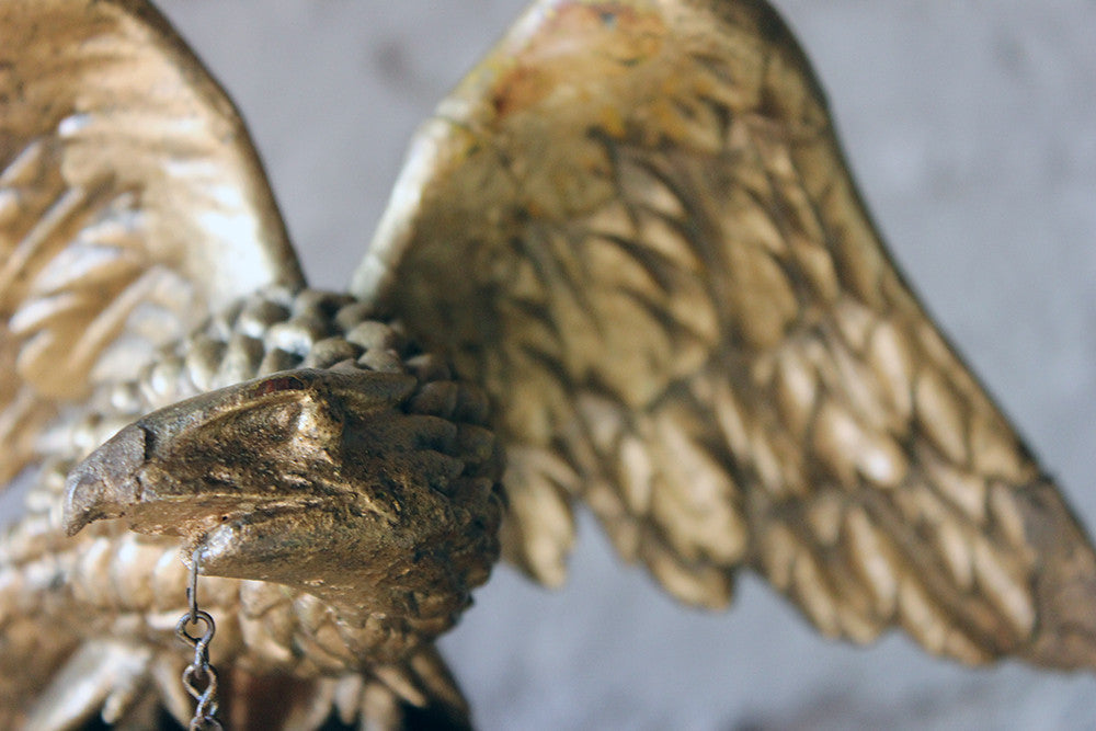 A Good Regency Giltwood & Gesso Girandole Convex Mirror Surmounted by an Eagle c.1815