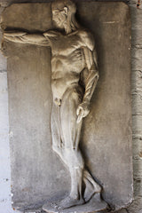 A Good Early 20thC Plaster Écorché Anatomical Figural Plaque of a Male