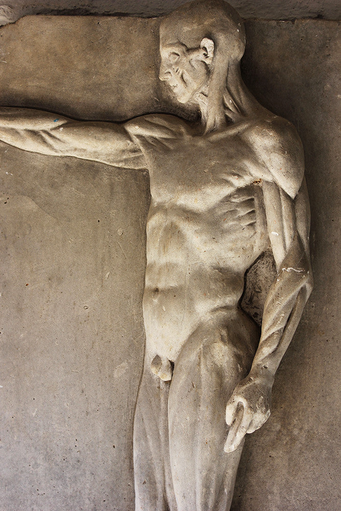 A Good Early 20thC Plaster Écorché Anatomical Figural Plaque of a Male