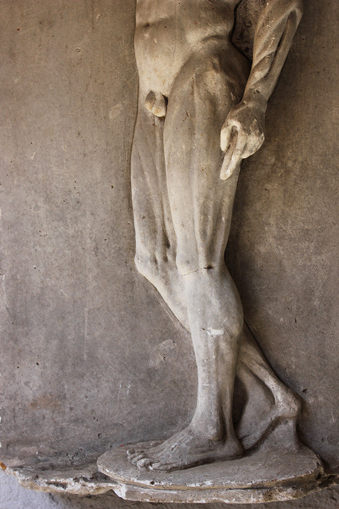 A Good Early 20thC Plaster Écorché Anatomical Figural Plaque of a Male