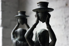 A Good Pair of c.1900 Bronzed Spelter Egyptian Revival Figural Candlesticks
