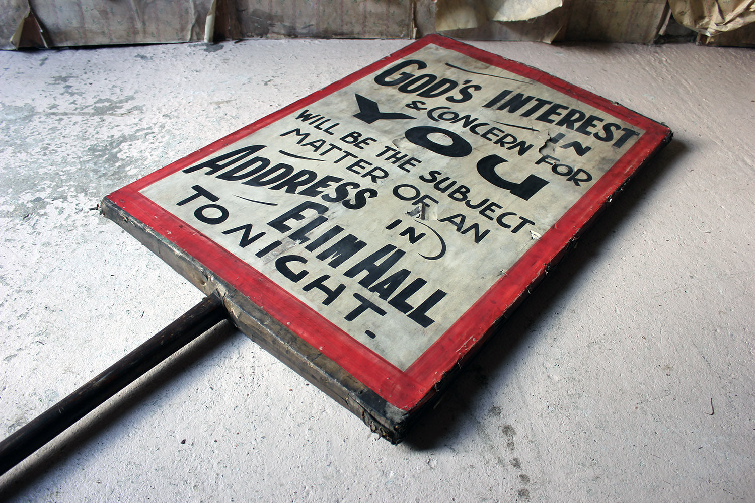 A Double-Sided Scottish Elim Pentecostal Church Movement Placard c.1930-50