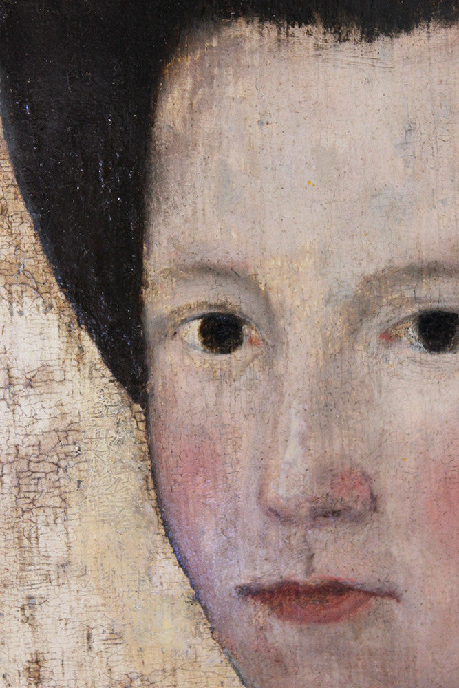 A Good 16thC English School Oil on Oak Panel Portrait of an Elizabethan Lady