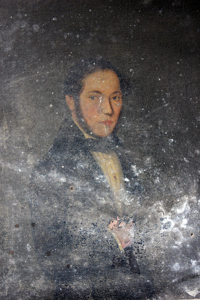A Good Pair of c.1842 French School Provincial Oil on Canvas Portraits of a Gentleman & His Wife