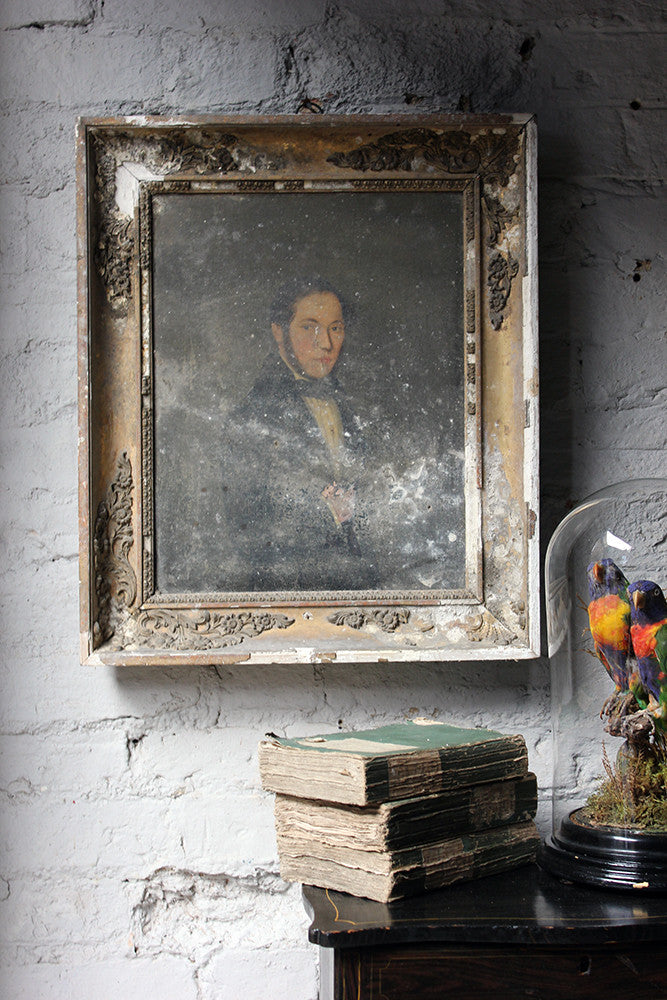 A Good Pair of c.1842 French School Provincial Oil on Canvas Portraits of a Gentleman & His Wife