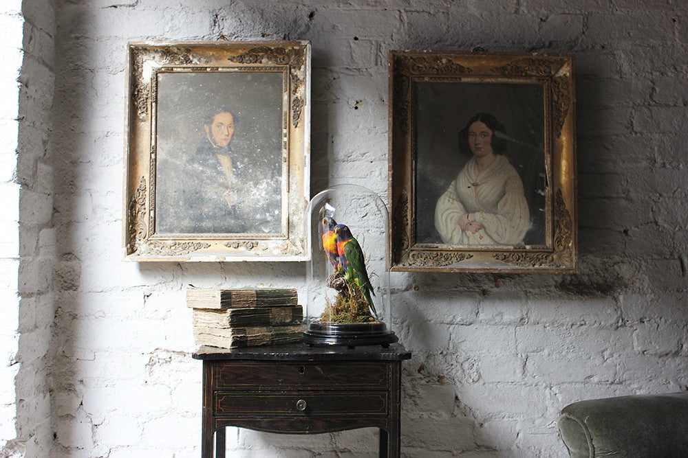 A Good Pair of c.1842 French School Provincial Oil on Canvas Portraits of a Gentleman & His Wife