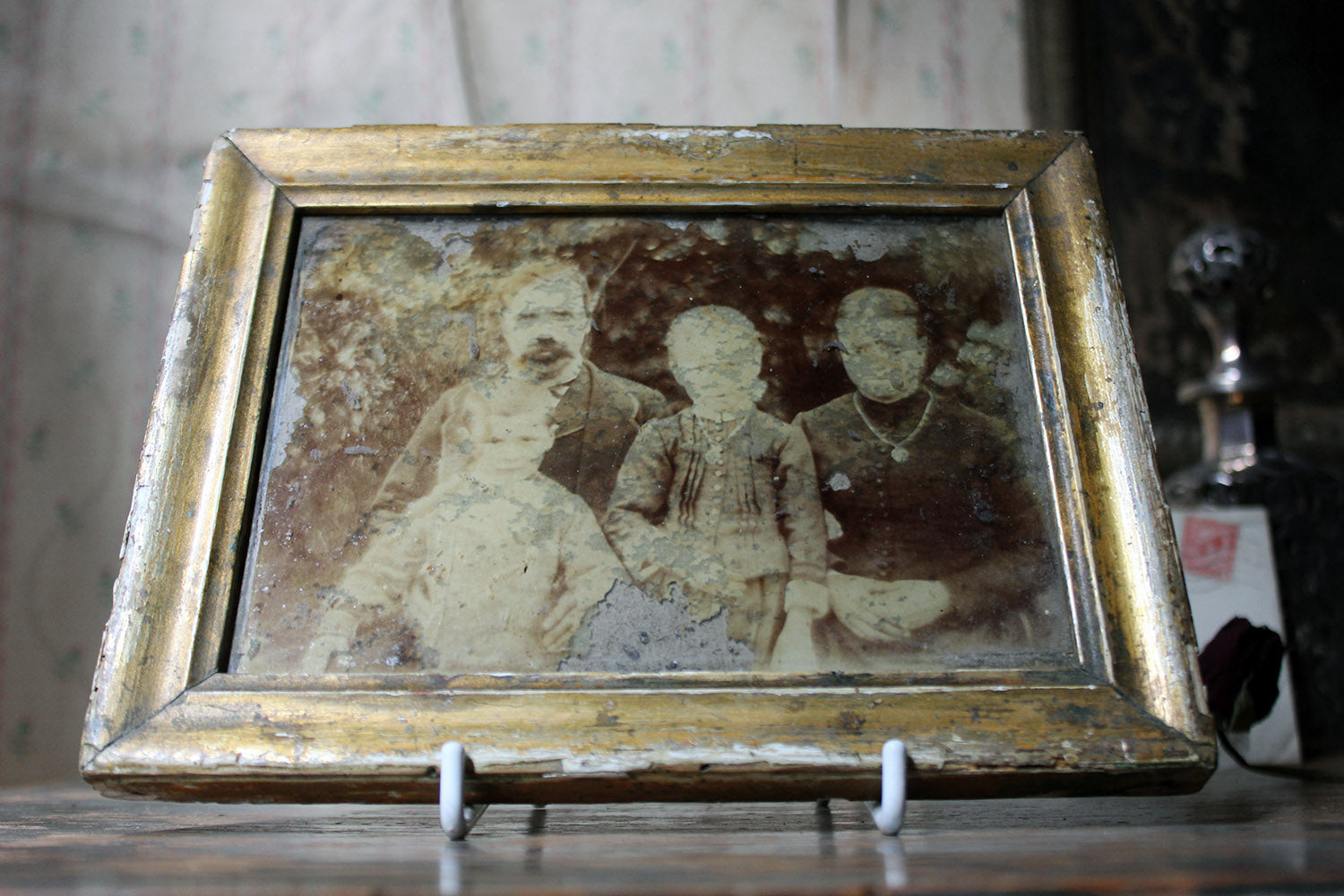 A Distressed Mid 19thC French Framed Daguerreotype of a Family