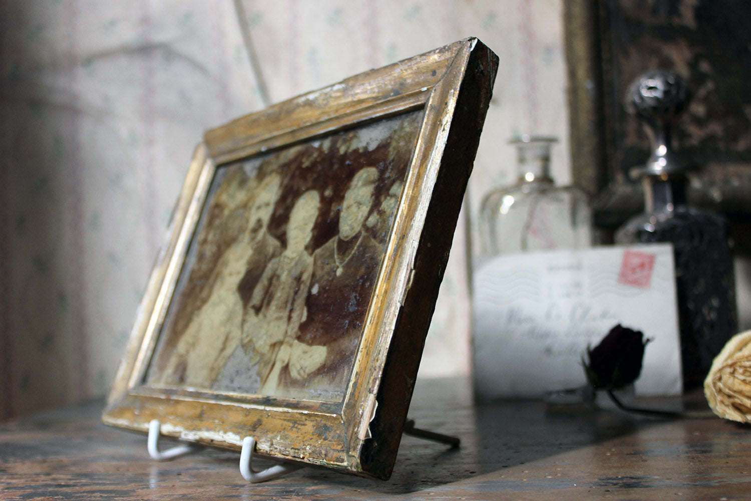 A Distressed Mid 19thC French Framed Daguerreotype of a Family