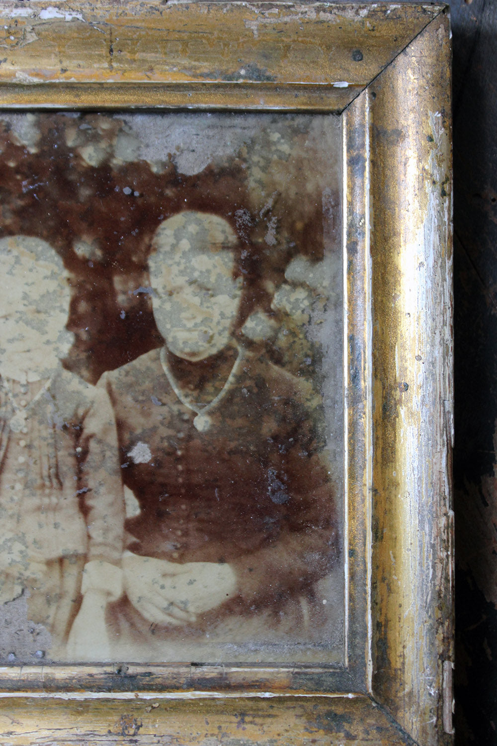 A Distressed Mid 19thC French Framed Daguerreotype of a Family
