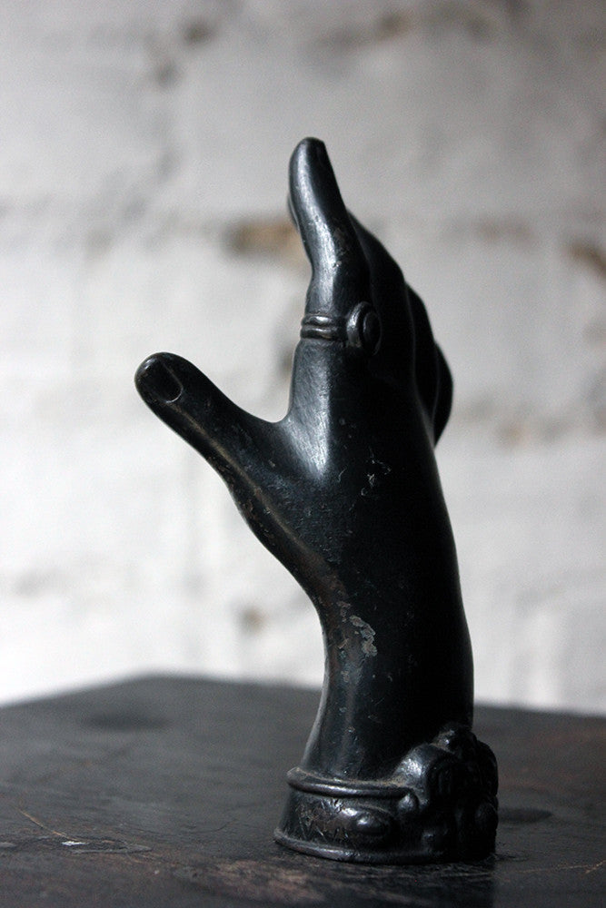 A Good Quality Victorian Dark Patinated Cast Iron Paperweight in the Form of a Ladies Hand c.1870-80