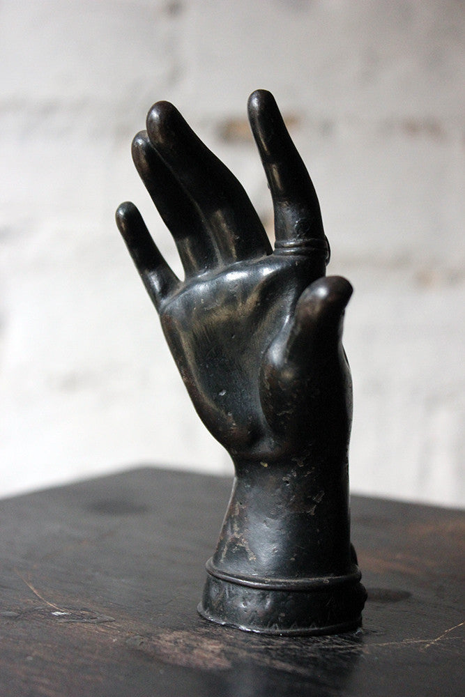 A Good Quality Victorian Dark Patinated Cast Iron Paperweight in the Form of a Ladies Hand c.1870-80