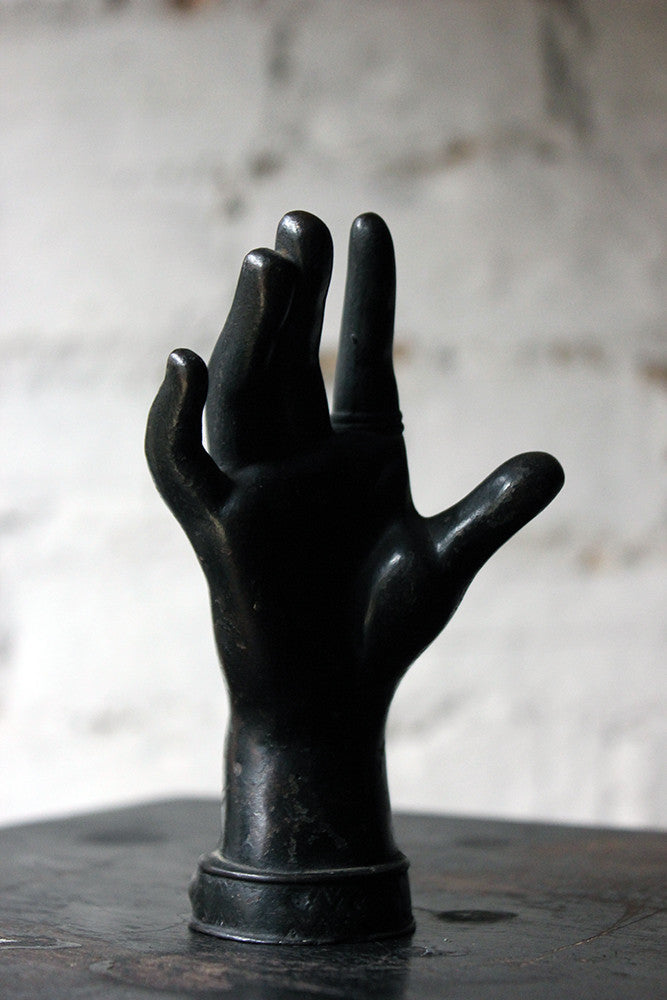 A Good Quality Victorian Dark Patinated Cast Iron Paperweight in the Form of a Ladies Hand c.1870-80