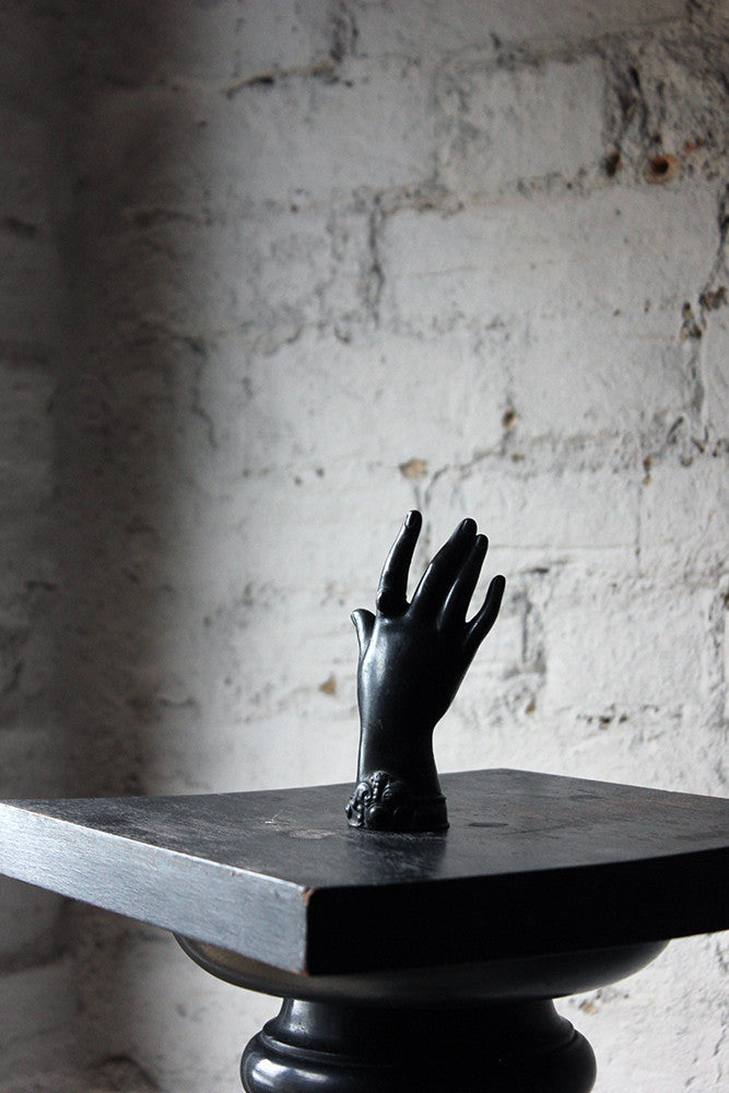 A Good Quality Victorian Dark Patinated Cast Iron Paperweight in the Form of a Ladies Hand c.1870-80