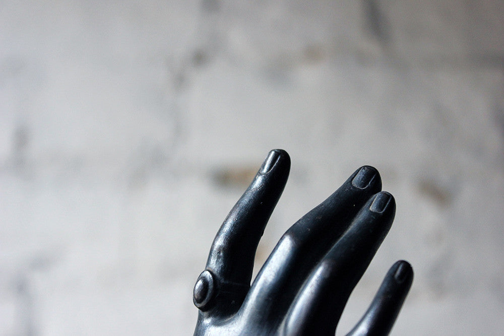 A Good Quality Victorian Dark Patinated Cast Iron Paperweight in the Form of a Ladies Hand c.1870-80