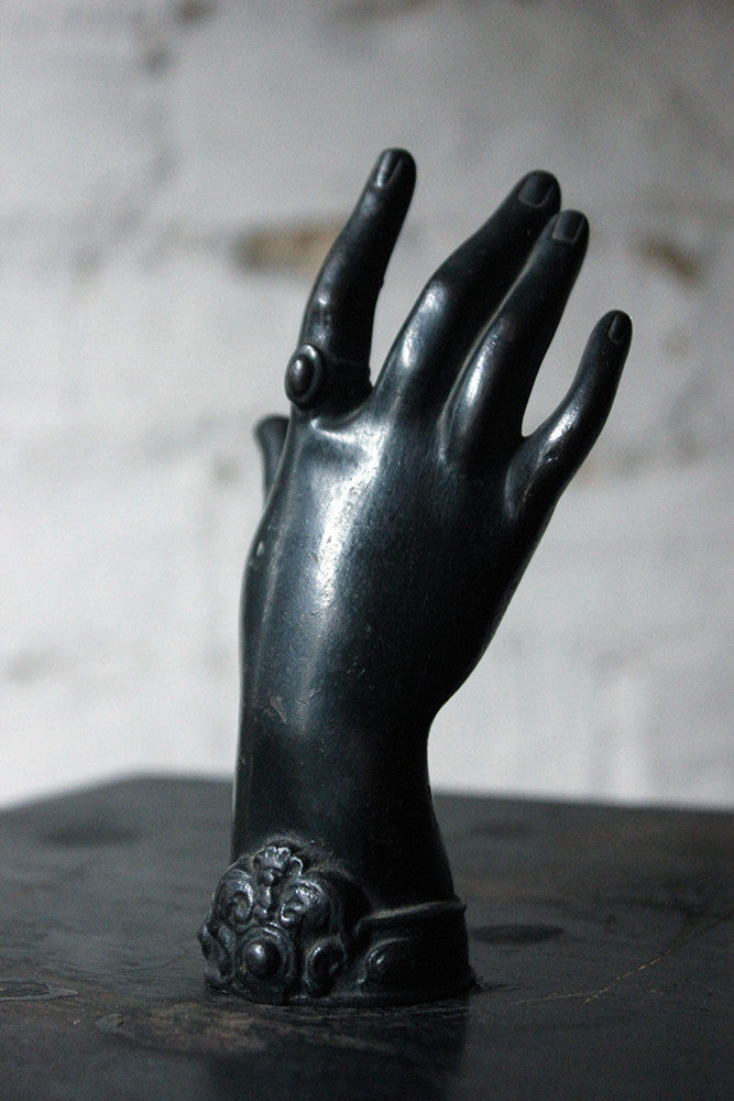 A Good Quality Victorian Dark Patinated Cast Iron Paperweight in the Form of a Ladies Hand c.1870-80