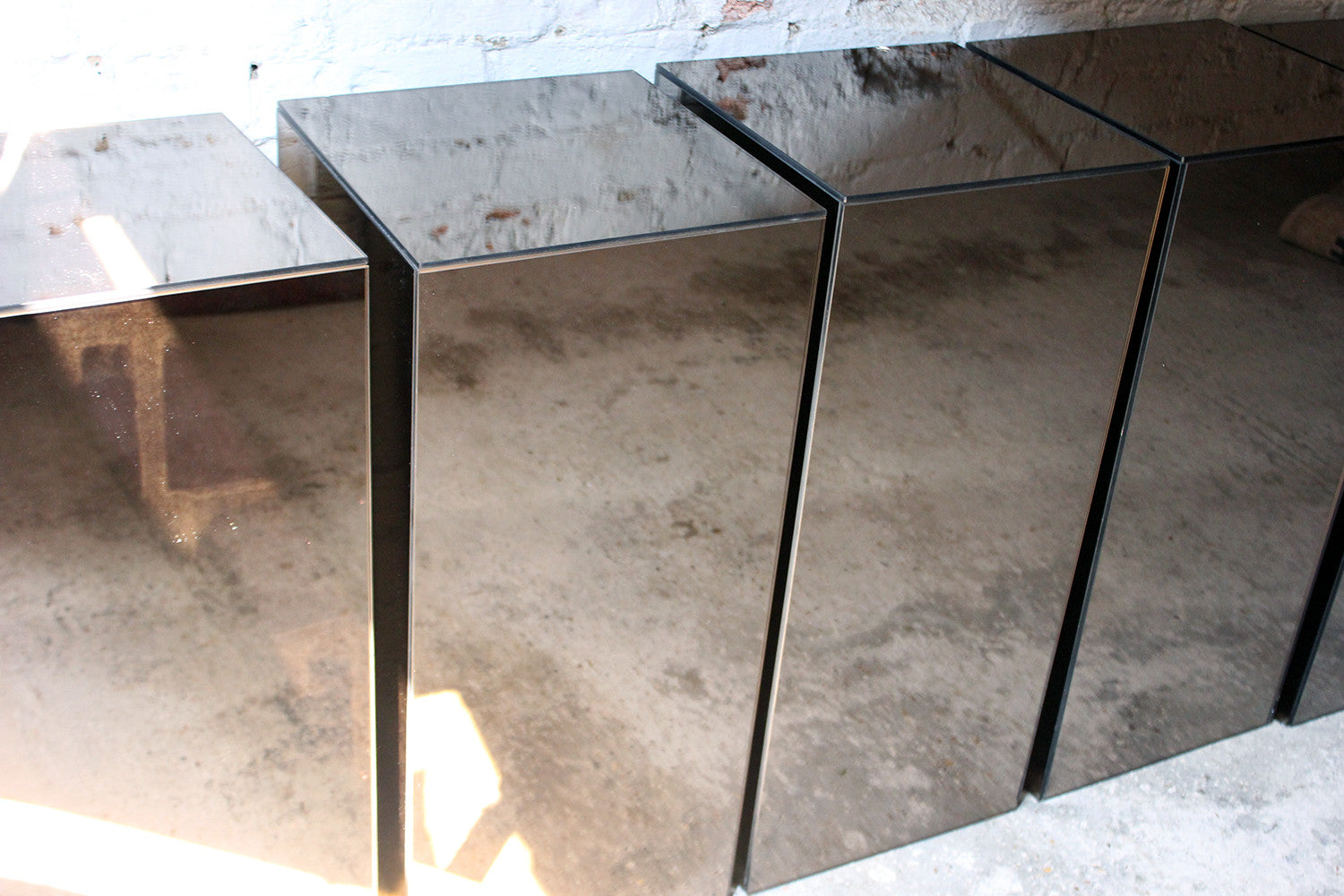 A Fantastic Group of Five Mirrored Pedestals c.1970-80
