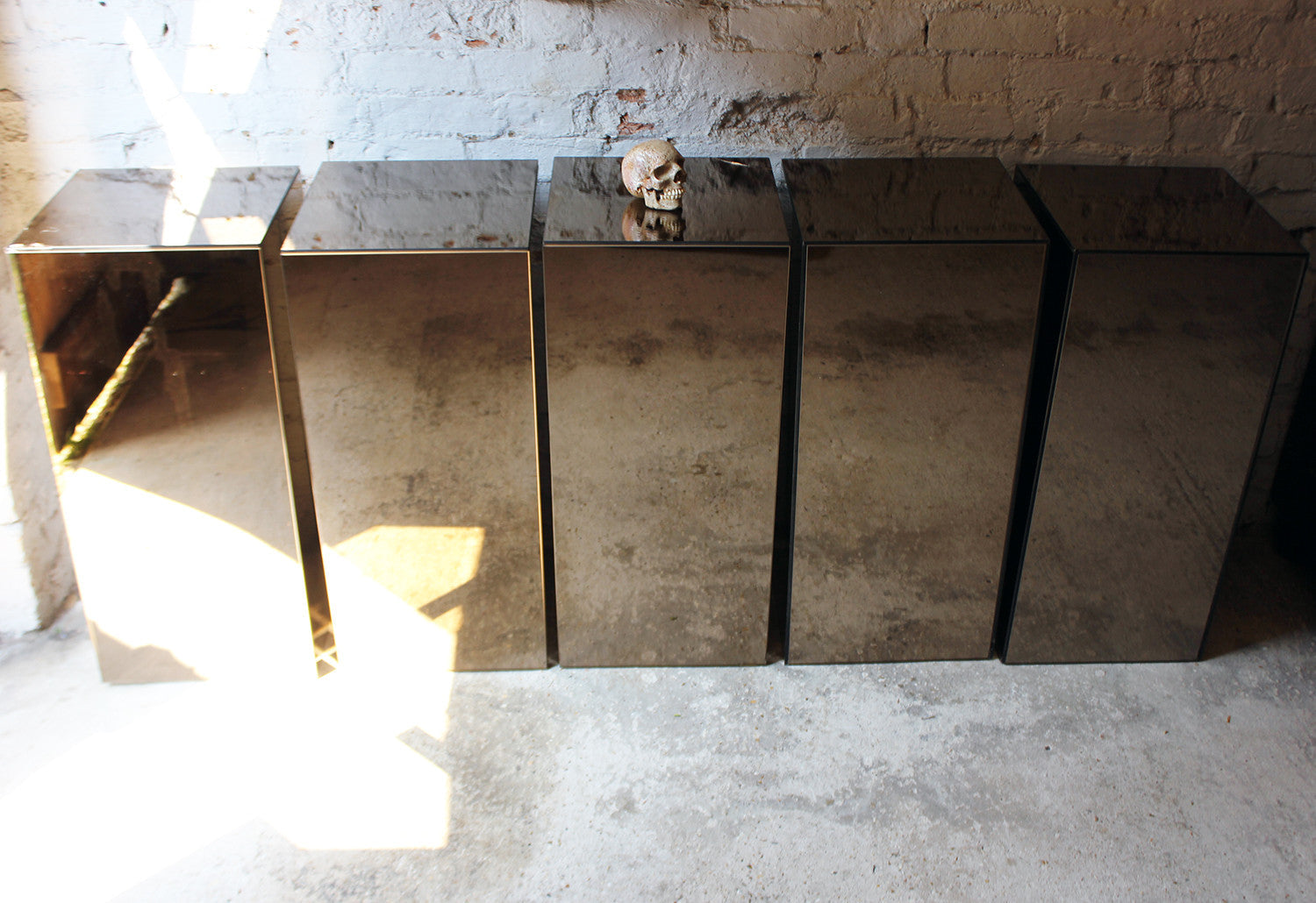 A Fantastic Group of Five Mirrored Pedestals c.1970-80