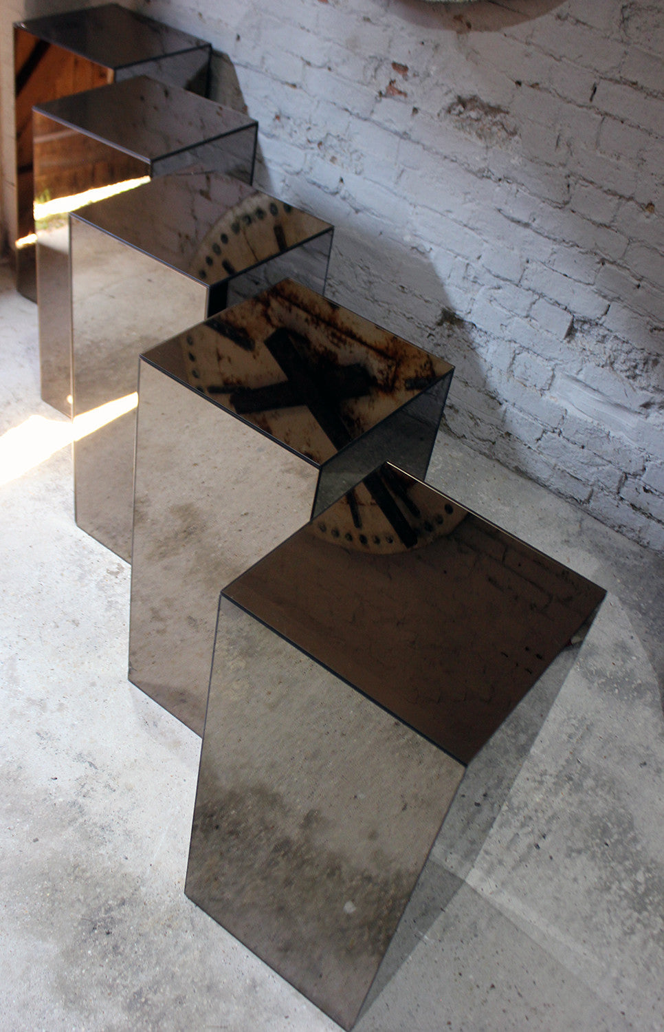 A Fantastic Group of Five Mirrored Pedestals c.1970-80