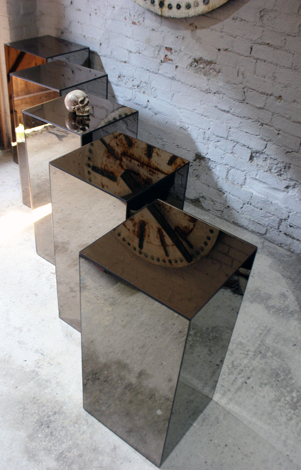 A Fantastic Group of Five Mirrored Pedestals c.1970-80