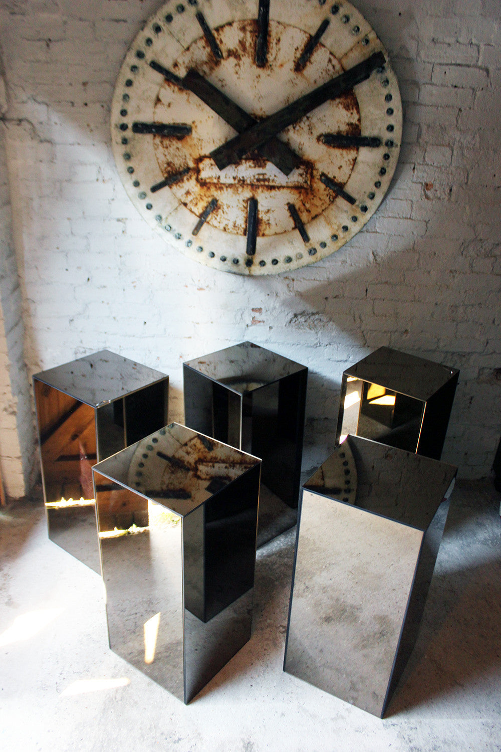 A Fantastic Group of Five Mirrored Pedestals c.1970-80