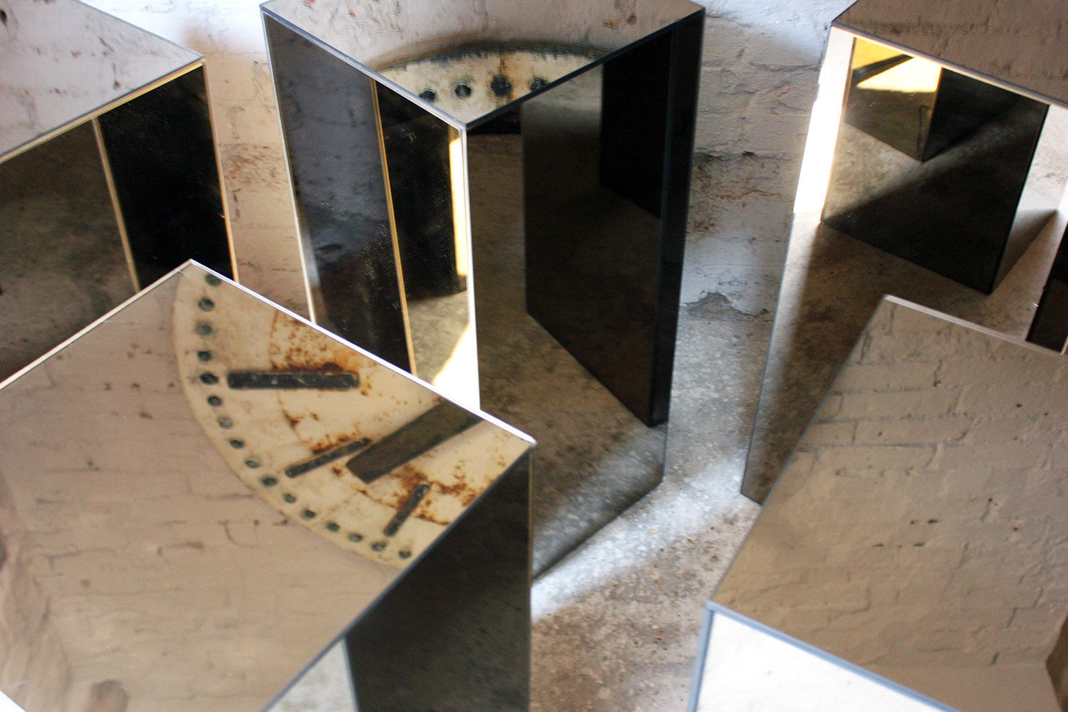 A Fantastic Group of Five Mirrored Pedestals c.1970-80