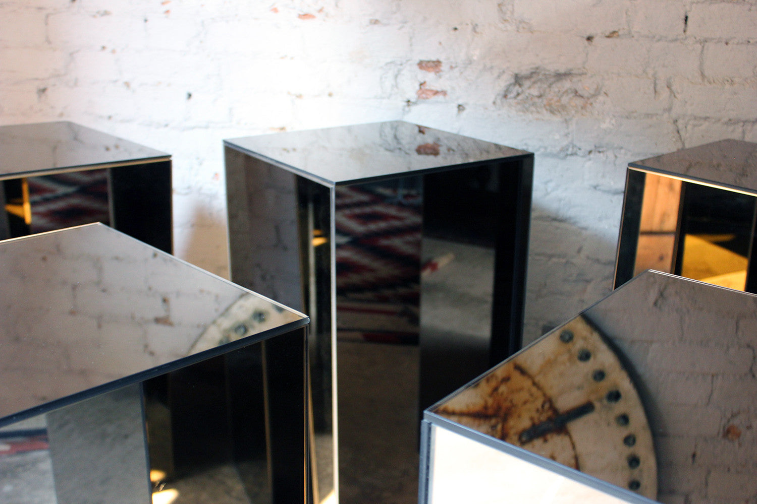 A Fantastic Group of Five Mirrored Pedestals c.1970-80