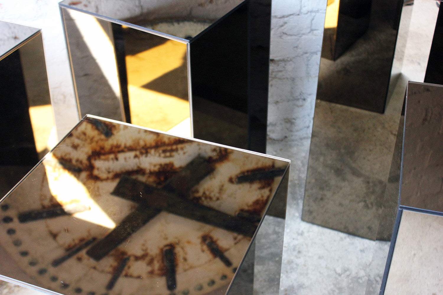 A Fantastic Group of Five Mirrored Pedestals c.1970-80