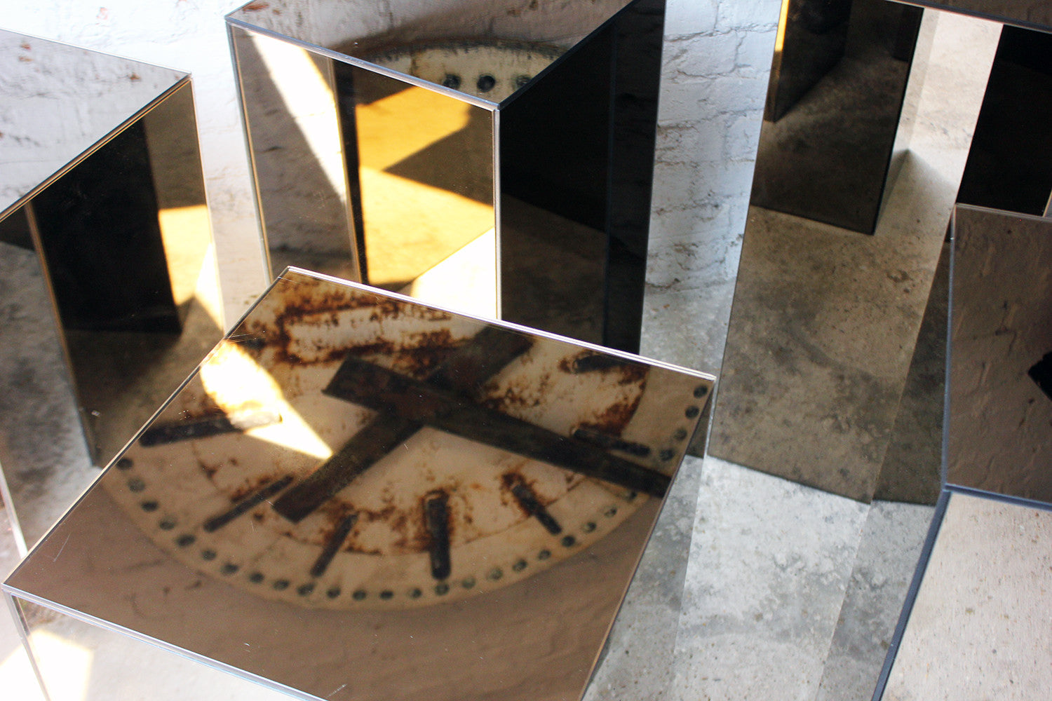 A Fantastic Group of Five Mirrored Pedestals c.1970-80