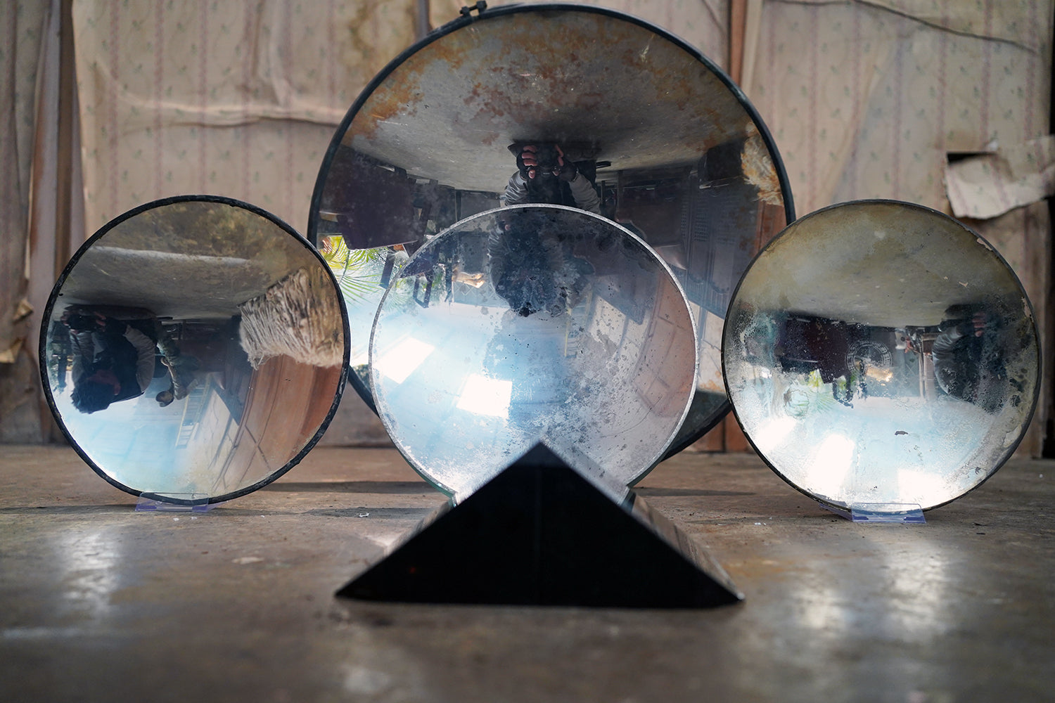 A Collection of Five Mid-20thC WWII Period Parabolic Concave & Prism Mirrors c.1940-68