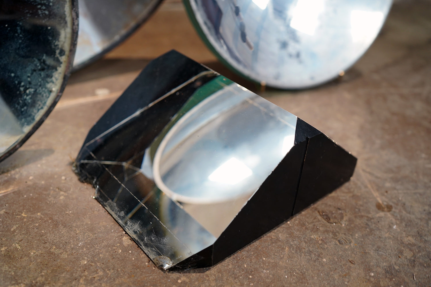 A Collection of Five Mid-20thC WWII Period Parabolic Concave & Prism Mirrors c.1940-68