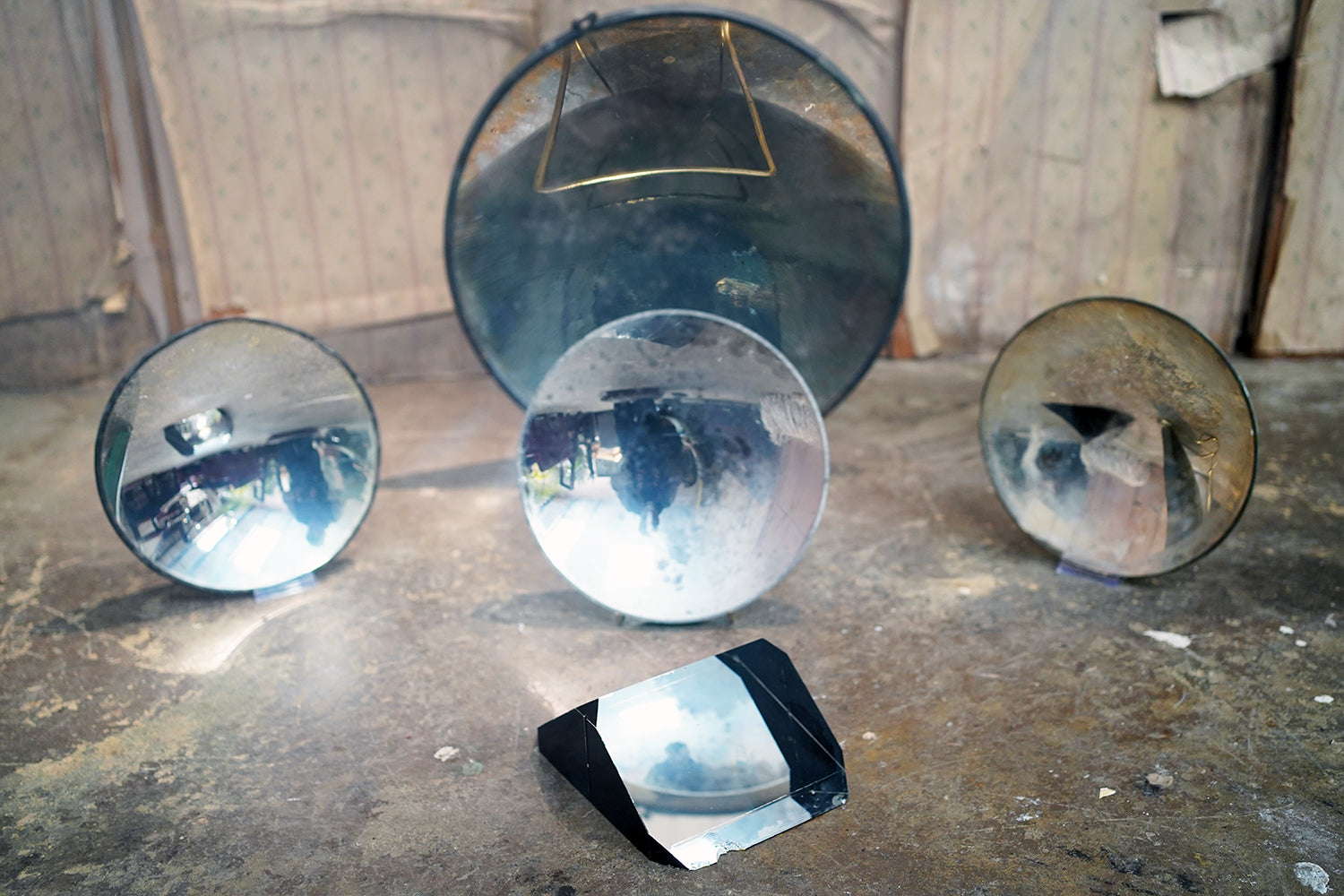 A Collection of Five Mid-20thC WWII Period Parabolic Concave & Prism Mirrors c.1940-68