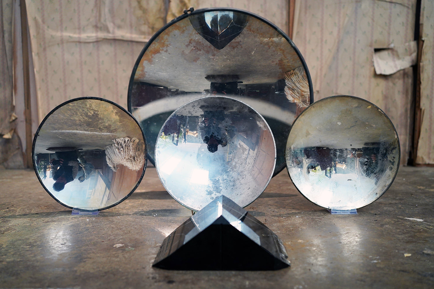A Collection of Five Mid-20thC WWII Period Parabolic Concave & Prism Mirrors c.1940-68