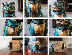 A Decorative Pair of Early 19thC Chinese Turquoise Glaze Dogs of Fo