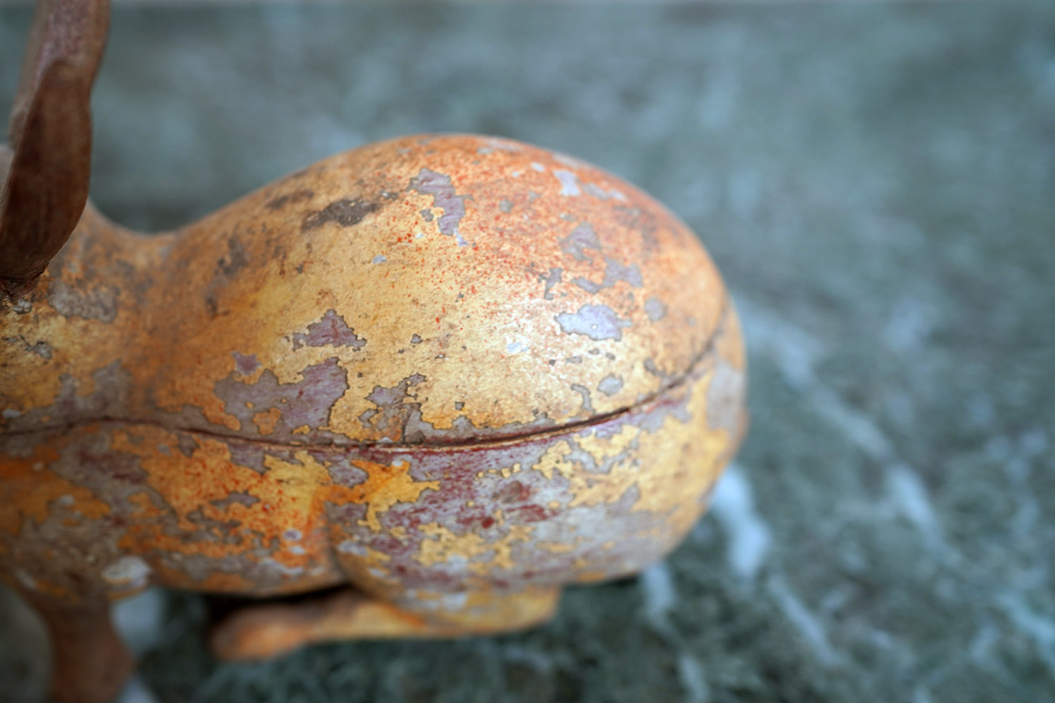 A French Painted Pine Folk Art Trinket Box in the Form of a Rabbit c.1840-60