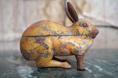 A French Painted Pine Folk Art Trinket Box in the Form of a Rabbit c.1840-60