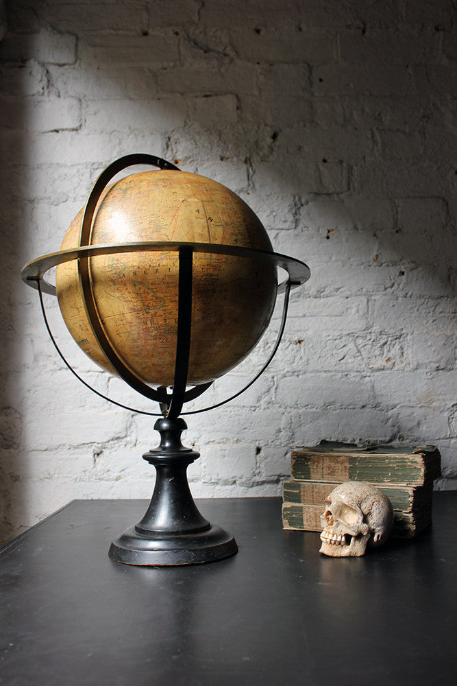 A Good c.1885 French Terrestrial Table Globe; “Globe Terrestre” prepared by J FOREST, Paris
