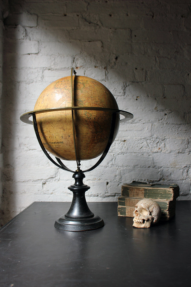 A Good c.1885 French Terrestrial Table Globe; “Globe Terrestre” prepared by J FOREST, Paris