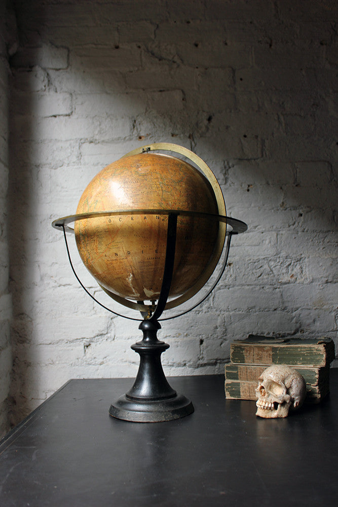 A Good c.1885 French Terrestrial Table Globe; “Globe Terrestre” prepared by J FOREST, Paris