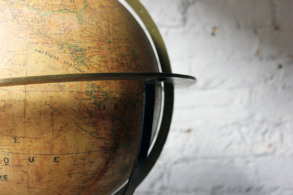 A Good c.1885 French Terrestrial Table Globe; “Globe Terrestre” prepared by J FOREST, Paris