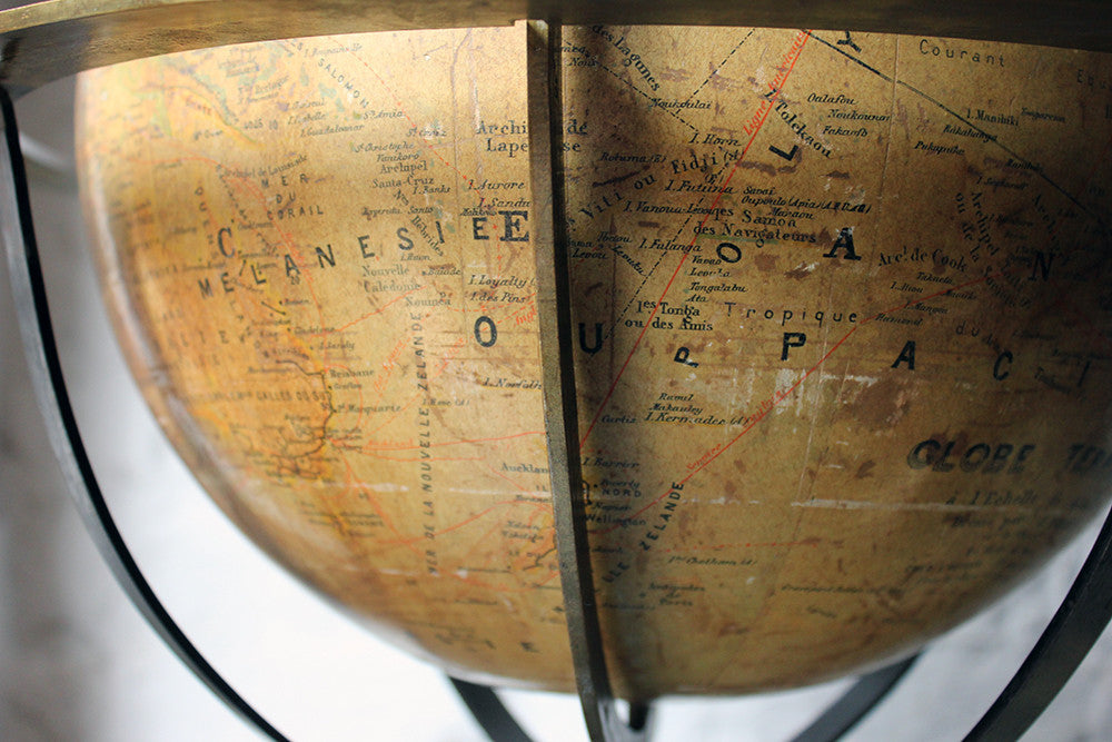 A Good c.1885 French Terrestrial Table Globe; “Globe Terrestre” prepared by J FOREST, Paris