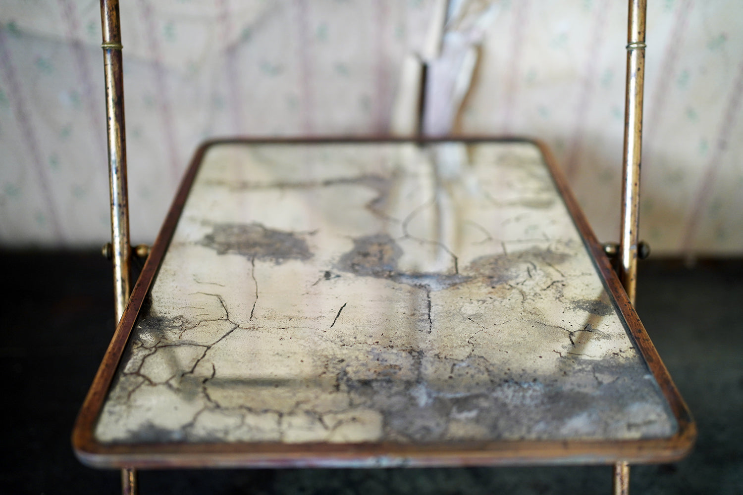 A 19thC French Brass Faux Bamboo Easel Table Mirror c.1860-80