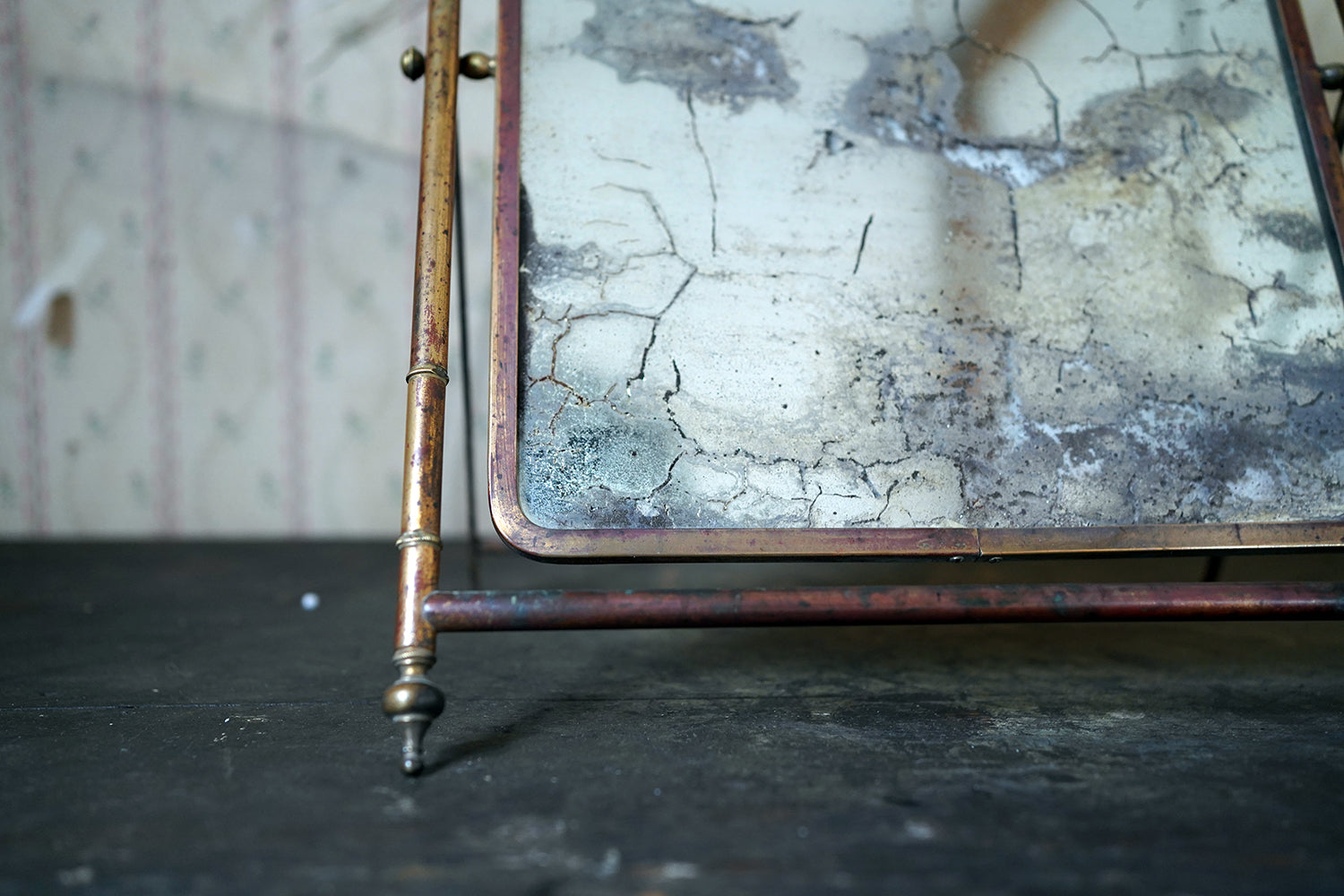 A 19thC French Brass Faux Bamboo Easel Table Mirror c.1860-80