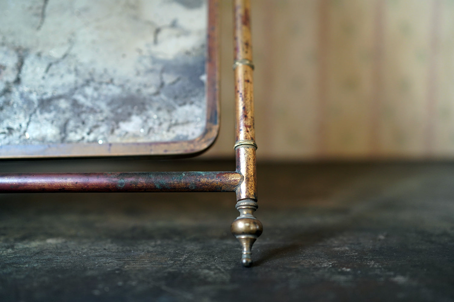 A 19thC French Brass Faux Bamboo Easel Table Mirror c.1860-80