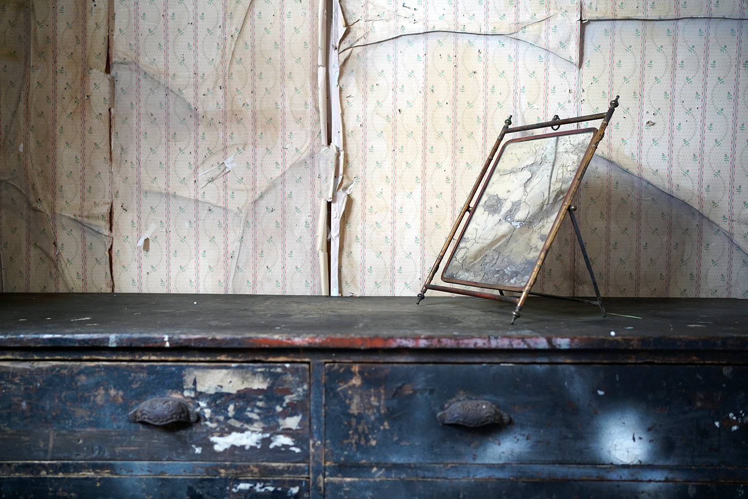 A 19thC French Brass Faux Bamboo Easel Table Mirror c.1860-80