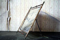 A 19thC French Brass Faux Bamboo Easel Table Mirror c.1860-80