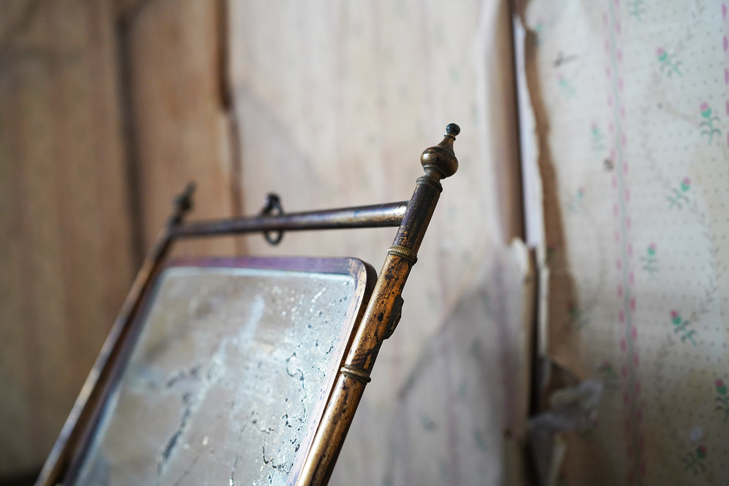 A 19thC French Brass Faux Bamboo Easel Table Mirror c.1860-80
